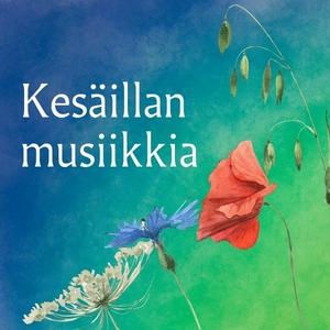 Vesivärein maalattuja kukkia, teksti kesäillan musiikkia.