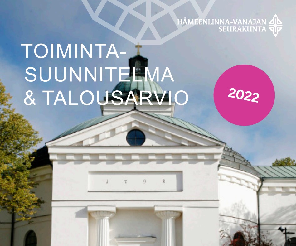 Toiminta- ja taloussuunnitelman kansi, jossa Hämeenlinnan kirkon kuva.