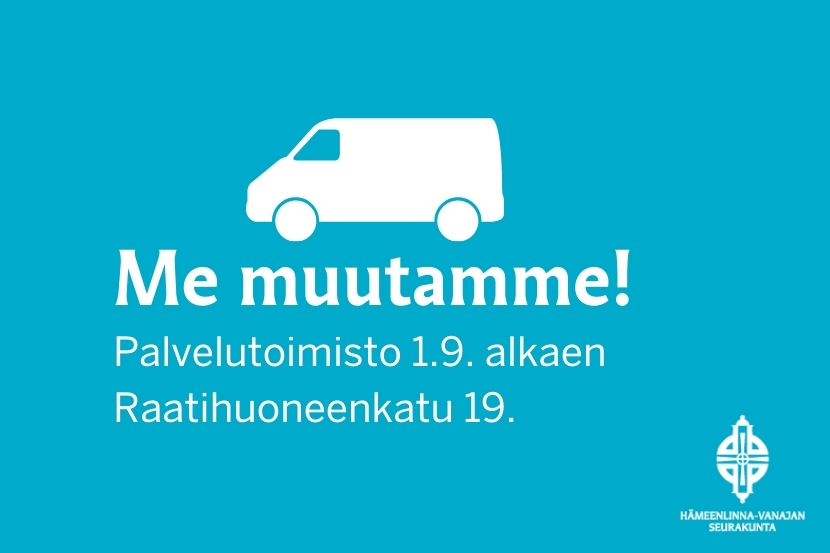 Me muutamme! Palvelutoimisto 1.9. alkaen Raatihuoneenkatu 19.