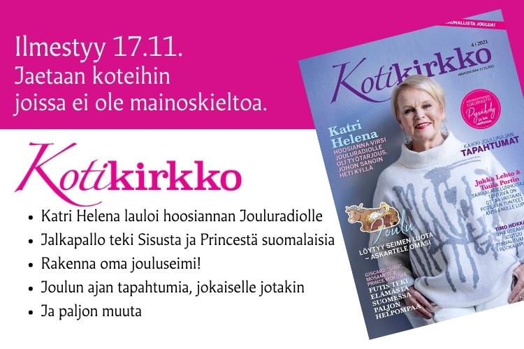 Kotikirkko-lehden kansikuva ja sisältönostoja.